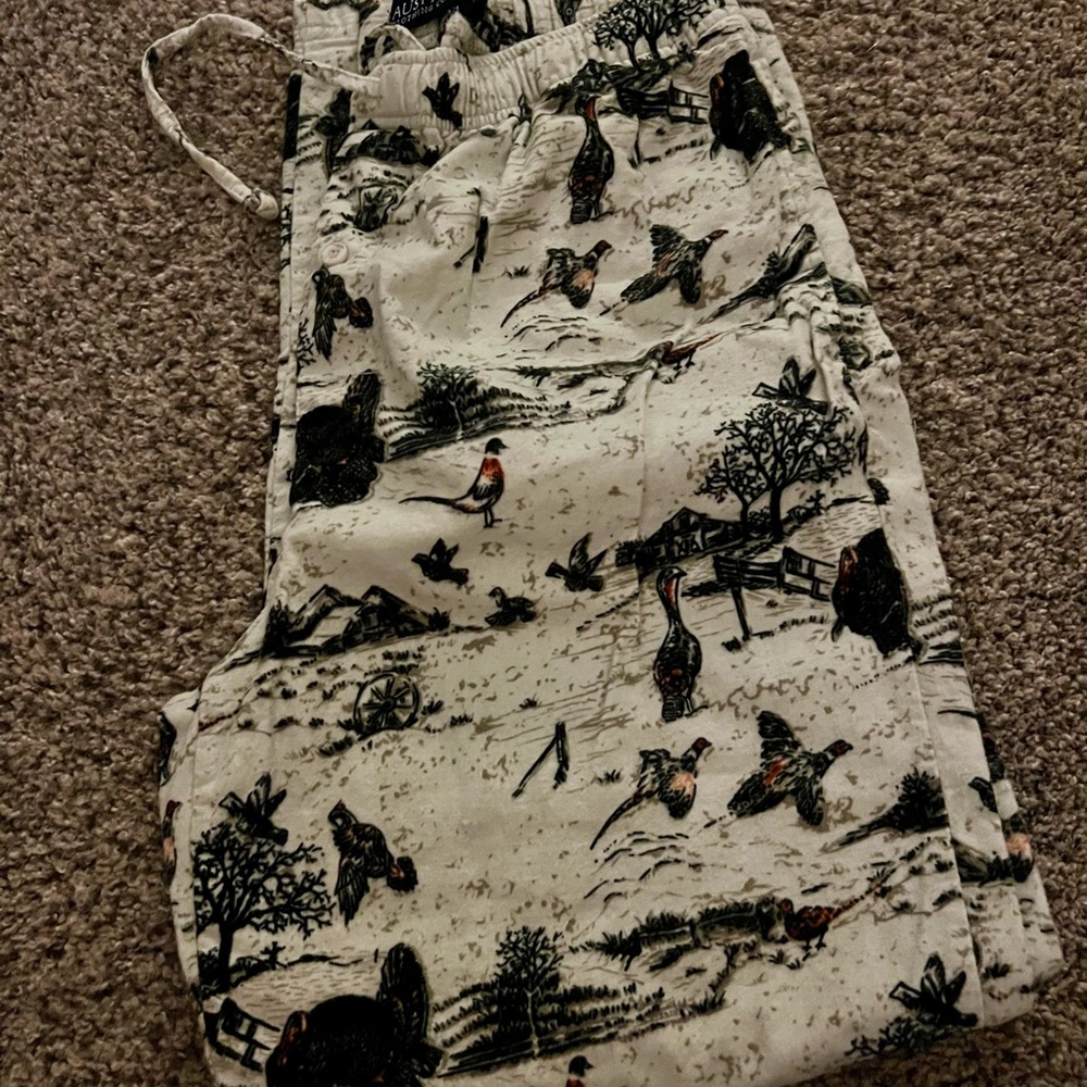 Sale!  Soft Flannel Pajama Pants with beautiful wilderness scene—like new!